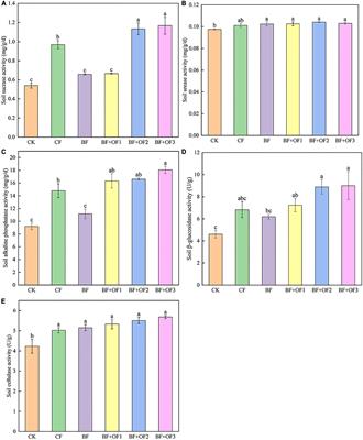 Chemical fertilizer reduction combined with bio-organic fertilizers increases cauliflower yield via regulation of soil biochemical properties and bacterial communities in Northwest China